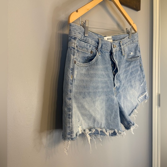 Ag Adriano Goldschmied Blue Jean Highrise Shorts Distressed Style size 32 - Picture 6 of 10